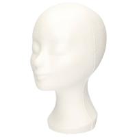 Paspop display etalage hoofd/mannequin - 30 cm - piepschuim - wit - voor hoeden/pruiken/accessoires