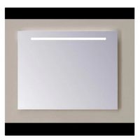 Spiegel Sanicare Q-Mirrors 85x60 cm PP-Geslepen Vierkant Met Aan De Bovenkant Gezandstraalde Strook LED Warm White en Afstandsbediening incl. - thumbnail