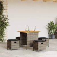 5-delige Tuinset met kussens poly rattan grijs