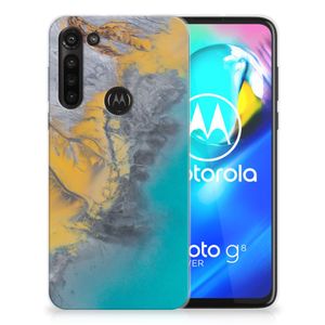 Motorola Moto G8 Power TPU Siliconen Hoesje Marble Blue Gold