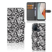 OnePlus Nord N100 Hoesje Black Flowers - thumbnail