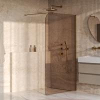 BRAUER Orion inloopdouche brons glas 120x200 incl. glascoating Geborsteld Goud PVD