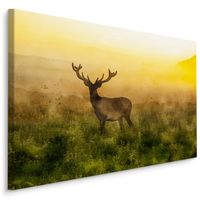 Schilderij - Hert in de Mist, Premium Print - thumbnail