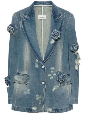 Seen Users blazer en jean Rose à simple boutonnage - Bleu