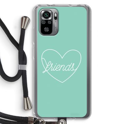Friends heart pastel: Xiaomi Redmi Note 10S Transparant Hoesje met koord