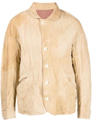 visvim veste en cuir à fini froissée - Tons neutres