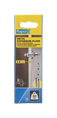 Rapid Hollewandpluggen | Ø13x52 | Voor 6-21 mm plaatdikte | 50kg draagkracht | 10 stuks in een doos - 5001553