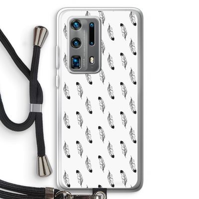 Pluimen: Huawei P40 Pro Plus Transparant Hoesje met koord