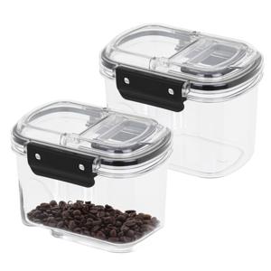 Voorraad bus - 2x - transparant - 700 ml - 14 x 11 x 10 cm - met deksel - voorraadbus/bakjes