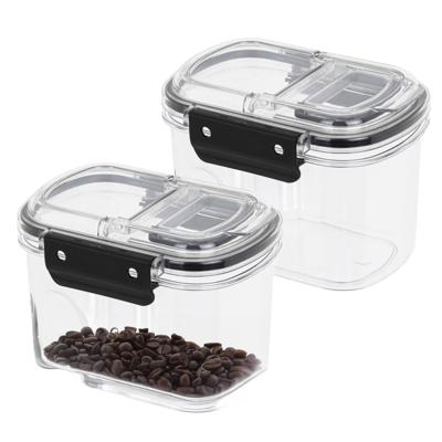 Voorraad bus - 2x - transparant - 700 ml - 14 x 11 x 10 cm - met deksel - voorraadbus/bakjes