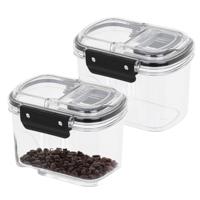 Voorraad bus - 2x - transparant - 700 ml - 14 x 11 x 10 cm - met deksel - voorraadbus/bakjes