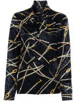Versace chemise boutonnée en coton à imprimé corde - Bleu