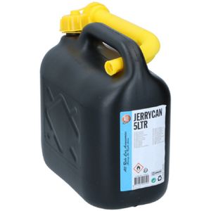 Jerrycan/benzinetank - 5 liter - zwart - kunststof - met trechter   -