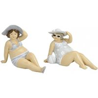 2x Dikke dames beeldjes 14 cm in badkleding - thumbnail