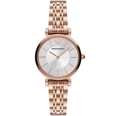 Emporio Armani AR11446 Horloge Gianni T-Bar staal rosekleurig-wit 32 mm