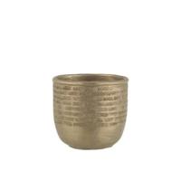 J-Line bloempot Chalet - cement - groen|goud - large - Ø 17.5 cm - thumbnail