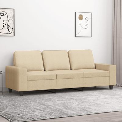 Driezitsbank 180 cm stof crmekleurig