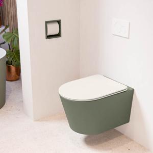 Wandcloset Mondiaz Lavie | Zonder spoelrand | Incl.Toiletzitting-Linen | Keramiek | Army (groen)