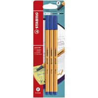 Fineliner stabilo point 88/41 f blauw 3st | 10 stuks