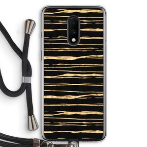 Gouden strepen: OnePlus 7 Transparant Hoesje met koord