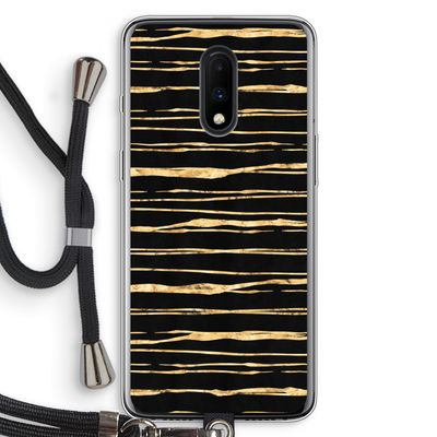 Gouden strepen: OnePlus 7 Transparant Hoesje met koord