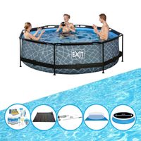 EXIT Zwembad Stone Grey - Frame Pool ø300x76cm - Zwembad Combi Deal