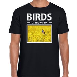 Blauwborst vogels t-shirt met dieren foto birds of the world zwart voor heren