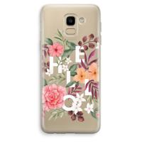 Hello in flowers: Samsung Galaxy J6 (2018) Transparant Hoesje