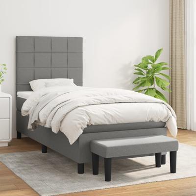 Boxspring met matras stof donkergrijs 90x190 cm