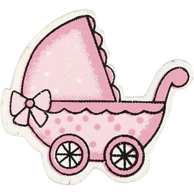 Creativ Company Kinderwagen, afm 34x31 mm, dikte 1,7 mm, lichtrood, 10 stuk/ 1 doos