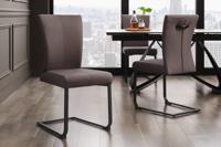 Moderne sledestoel SAMSON taupe grijs echt lederen metalen frame met comfort handvat - 45173