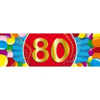 80 jaar leeftijd sticker 19 x 6 cm verjaardag versiering - thumbnail