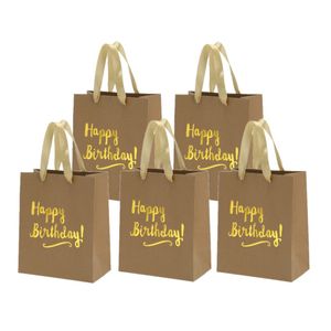 Set van 8x stuks papieren verjaardag giftbags/cadeau tasjes Happy Birthday 20 x 24 x 11 cm