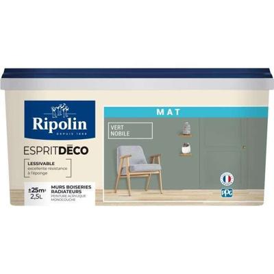 Verf voor binnenmuurdecoratie - Matt nobile groen - RIPOLIN - 2,5 L