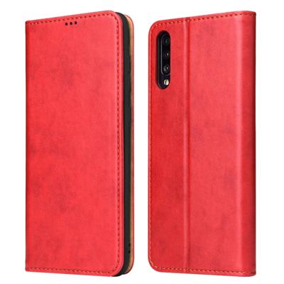 Dermis textuur PU + TPU horizontale Flip lederen draagtas met houder & kaartsleuven & portemonnee voor Galaxy A70 (rood)