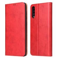 Dermis textuur PU + TPU horizontale Flip lederen draagtas met houder & kaartsleuven & portemonnee voor Galaxy A70 (rood)