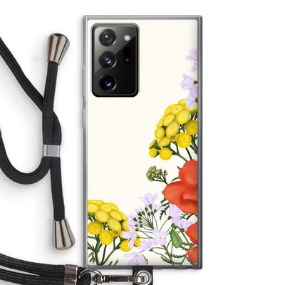 Wilde bloemen: Samsung Galaxy Note 20 Ultra / Note 20 Ultra 5G Transparant Hoesje met koord