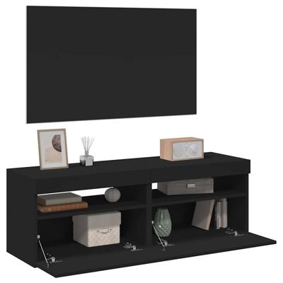 Tv-meubelen 2 st met LED-verlichting 60x35x40 cm zwart