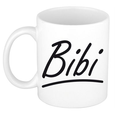 Naam cadeau mok / beker Bibi met sierlijke letters 300 ml Naam cadeau mok / beker Bibi met sierlijke letters 300 ml