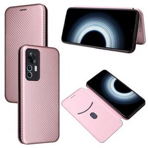 Xiaomi 12T/12T Pro Flip Case - Koolstofvezel - Rosé goud