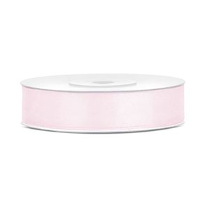 1x Hobby/decoratie poeder roze satijnen sierlinten 1,2 cm/12 mm x 25 meter