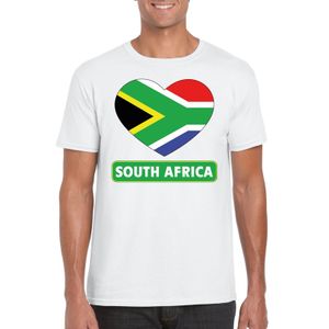 Zuid Afrika hart vlag t-shirt wit heren 2XL  -