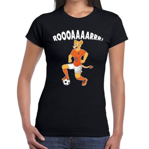 Nederland supporter t-shirt Leeuwin roooaaaarrr zwart dames