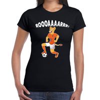 Nederland supporter t-shirt Leeuwin roooaaaarrr zwart dames - thumbnail
