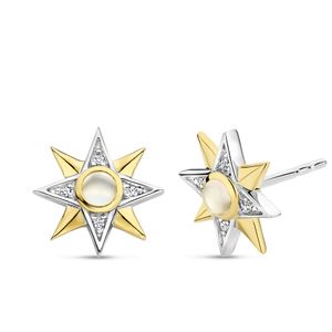 TI SENTO-Milano 7932MW Oorknoppen Ster zilver-kristalparel-zirconia goud-en zilverkleurig-wit 11,5 mm