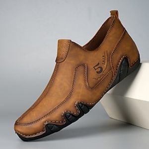 Voor heren Instappers en instappers Mocassin Woestijnlaarzen Comfortabele schoenen Fietsen Wandelen Zakelijk Casual Dagelijks Toimisto ura Leer Ademend Kuitlaarzen Rits Lichtbruin Zwart Leger Groen Lightinthebox