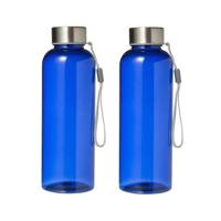 2x drinkfles - lekvrij - 500 ml - blauw - waterfles - bpa-vrij - bidon - rvs dop