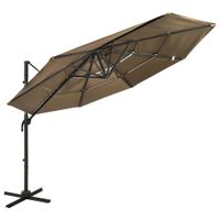 Parasol 4-laags met aluminium paal 3x3 m taupe - thumbnail