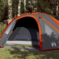 Tent 4-persoons 300x250x132 cm 185T taft grijs en oranje