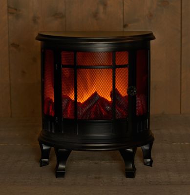 Batterijverlichting haard zwart 30 x 16 x 35 cm met timer - Annas collection